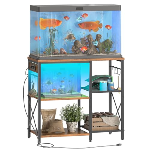 HOOBRO Fish Tank Stand with Power Outlet and LED...