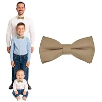 DonDon Fliege Herren Kinder Jungen oder Babys Beige matt, vorgebunden und längenverstellbar aus Baumwolle Gabardine - festliches Accessoire für Hochzeit, Kommunion und Feier