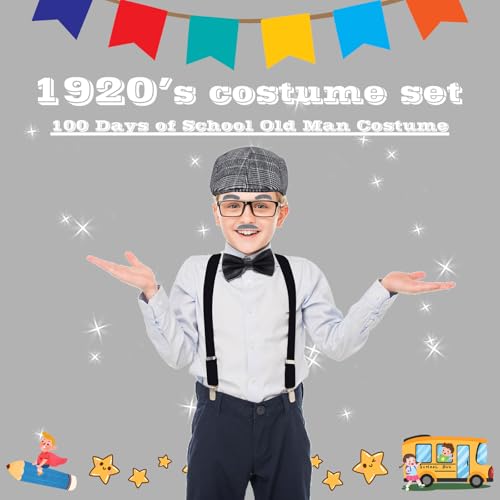 image for YKZOMP Kids 100 Days of School Costume Accessories Set for Boys, 1920s