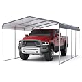 12x20 ft Metal Carport, Heavy Duty Steel Carport Canopy with Galvanized Roof & Reinforced Frame, Portable Outdoor Garage Shelter for Car, Truck, Boat, SUV, Patio
