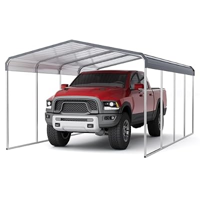 12x20 ft Metal Carport, Heavy Duty Steel Carport Canopy with Galvanized Roof & Reinforced Frame, Portable Outdoor Garage Shelter for Car, Truck, Boat, SUV, Patio