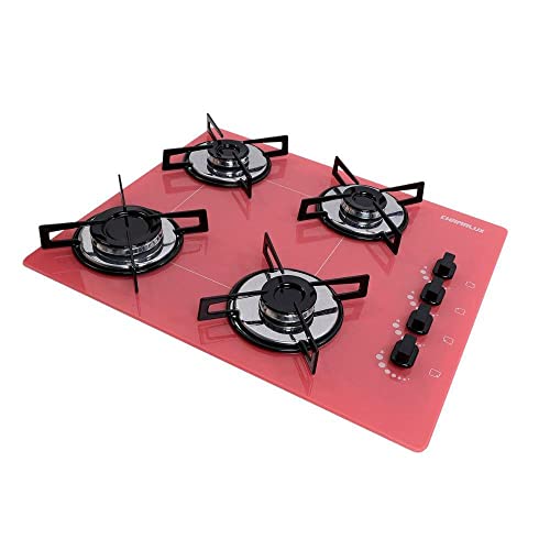 Cooktop 4 bocas Chamalux ultra chama Bivolt Trempe de Chapa Rosa