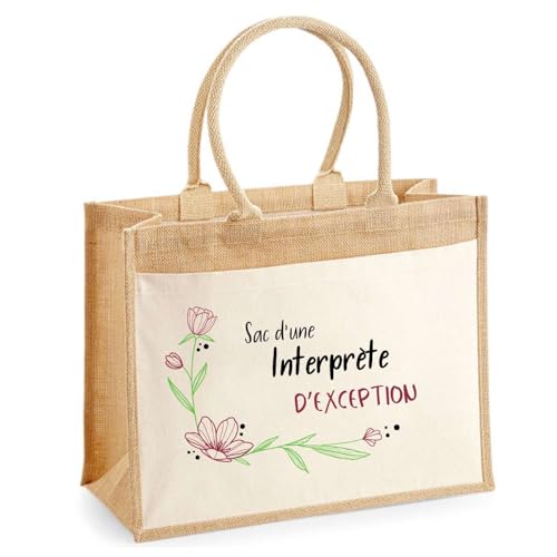 Sac de shopping avec grande pochette avant en jute Planetee résistant et pratique au quotidien