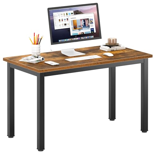 sogesfurniture Mesa de Ordenador, 100x60 cm Escritorio de Oficina Mesa de Trabajo Mesa de Estudio de Madera y Acero, Escritorio de Salón, para Comedor, Cocina, Marrón y Negro