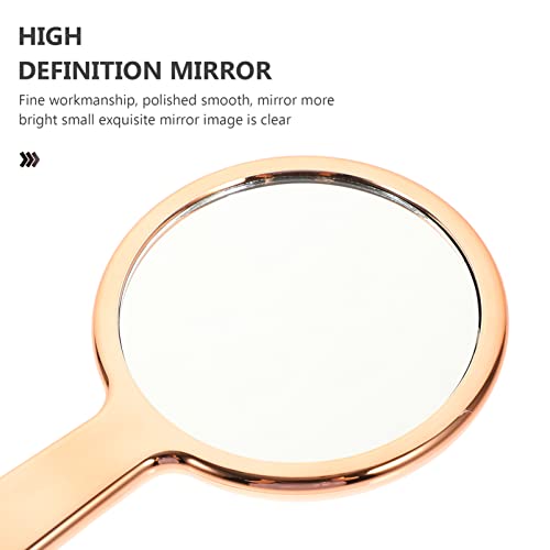 Fomiyes Hand Mirror Glass Handheld Mirror With Handle For Makeup Portable Travel Mirror Gift For Men And Women Rose Gold Round #TOP5