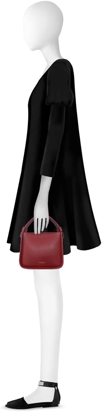 Duplo Small Leather Top Handle Bag, 7.5 x 6.7 x 3.9 inches - Image 3