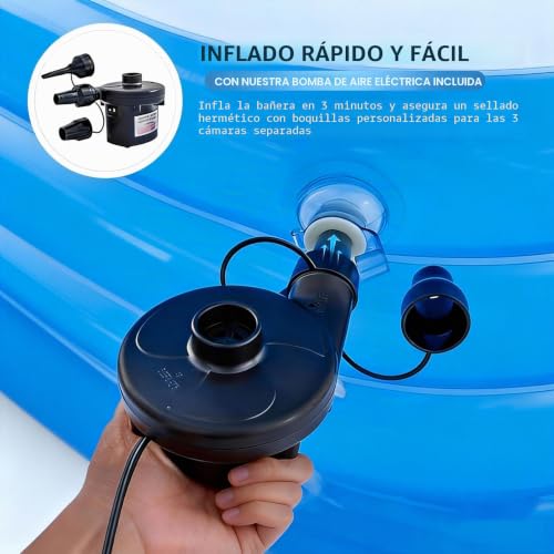 Miniatura 6 de Five Liters Bañera Hinchable Para Adultos, Bañera Plegable Spa Para Ducha, Balcón Y Jardín, Incluye Bomba Eléctrica, Inflable Rápida Y Fácilmente