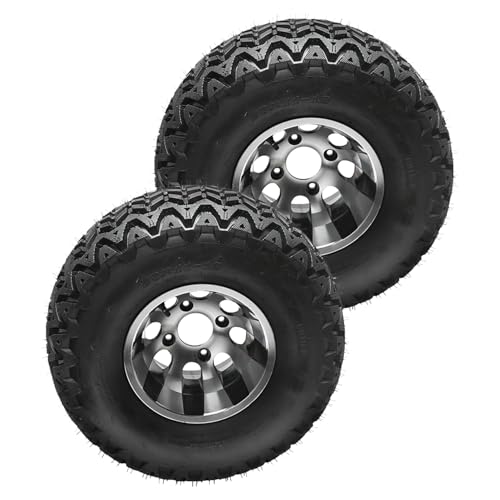 WPHMOTO 23x11x10 Tires & Wheels 23x11-10 - Aluminum Alloy Rims with Knobby Lug Tread for ATV Golf Cart UTV Go Kart Utility Off-Road Vehicles, 10\" Lawn Mowers Tires Combo - Set of 2