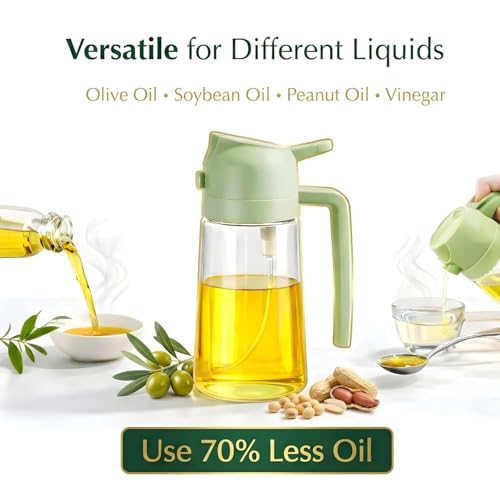 Image of Mistifi Olive Oil Sprayer for Cooking,2 in 1 Oil Dispenser and Oils Sprayer Kitchen Gadgets-16oz Glass Oils Spray Bottle,Mist Olive OilDispenser,Air Fryer,Salad,Grils (Green)