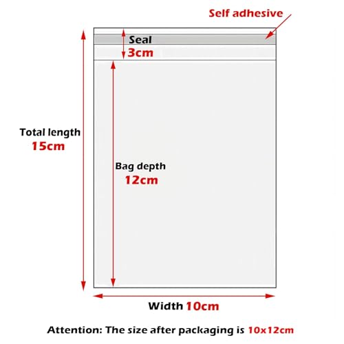 Zydiwo 300 Stück Transparente Cellophanbeutel Aufkleber Tasche Kleine Plastiktüte OPP für Konfetti Schmuck Geschenk Puppe (10 * 15cm)