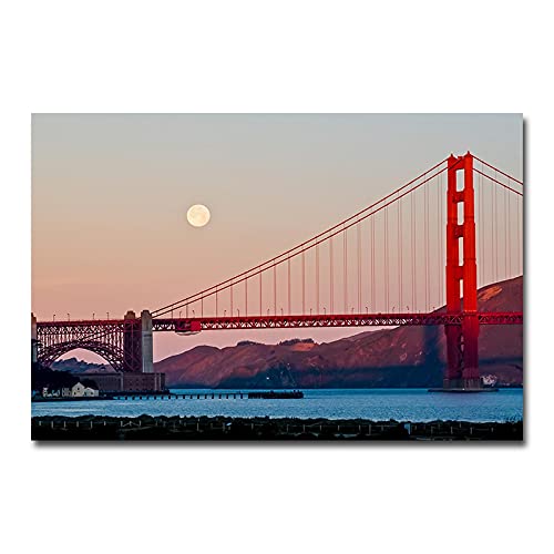 Panorama Lienzo Pintura Impreso en Lienzo-Puente Golden Gate Cuadro paisaje natural sobre lienzo-Cuadros de arte de pared de lienzo Cover
