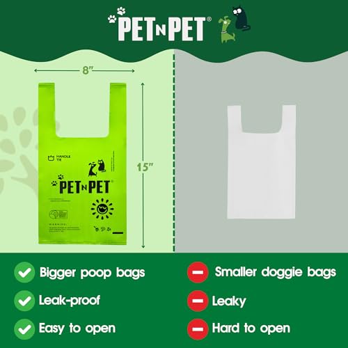 Image of Pet N Pet 800 Counts Unscented Dog Poop Bags Rolls with Tie Handles, 41% Plant Based & 59% PE Poop Bags for Dogs, Extra-Thick Doggie Poo Bag, Pet Waste Bag