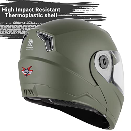 Steelbird SBA-7 7Wings Flip-Up Helmet Dashing Battle Green - Image 7