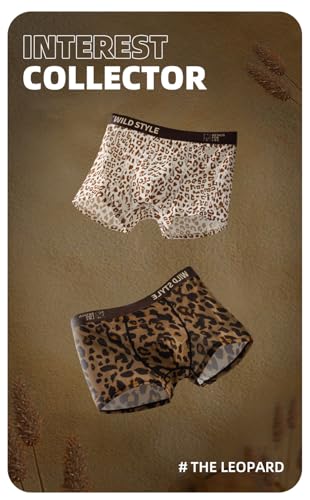 Mens Boxer Briefs Leopard Print Underwear for Men, Breathable Ice Silk Boxers with Pouch, Cute Funny Gifts for Him3