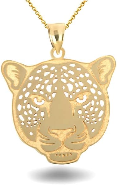 10K Yellow, White, or Rose Gold Cheetah Head Symbol of Speed Animal Pendant Necklace - Choice of Metal & Length