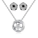 EACHAR Women's Titanium Steel Soccer Pendant Necklace Charm Earrings 3D Soccer Football Hip Hop Jewe