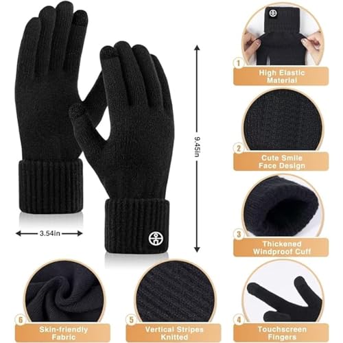 لينجي مجموعة قبعة صغيرة شتوية ووشاح وقفازات تعمل باللمس تدفئة الرقبة وقبعات 3 في 1 للشتاء اسود للرجال