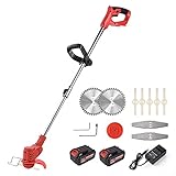 36Tv Cordless String Trimmer,Weed Eater with 3Types Blades,Weed Wacker Battery Powered with 4.0Ah Battery,Brush Cutter for Pruning/Trimming/Gardening,Grass Trimmer with Telescopic Rod &Adjustable Head