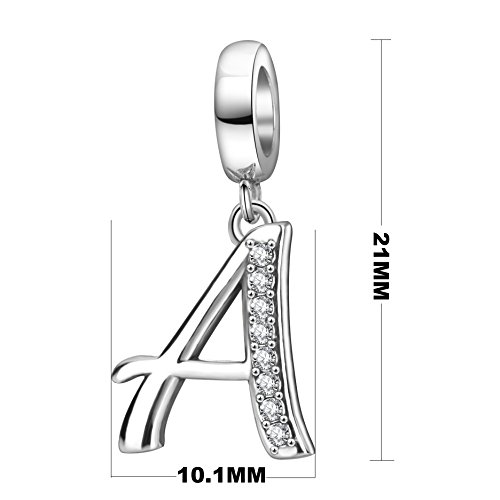 925 Sterling Silver Initial Charms fit Pandora Charms Bracelets Alphabet A-Z Crystal Charm Letter Beads for Women Christmas Mother's Day Valentines Birthday Gift2