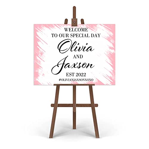 Letrero de bienvenida de boda personalizado de 16x20 pulgadas para ceremonias 4