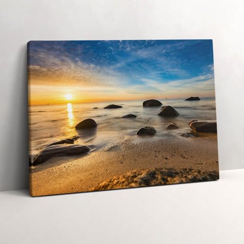 Grand tableau 80x60cm lever du soleil sur la mer Baltique par Wallfluent