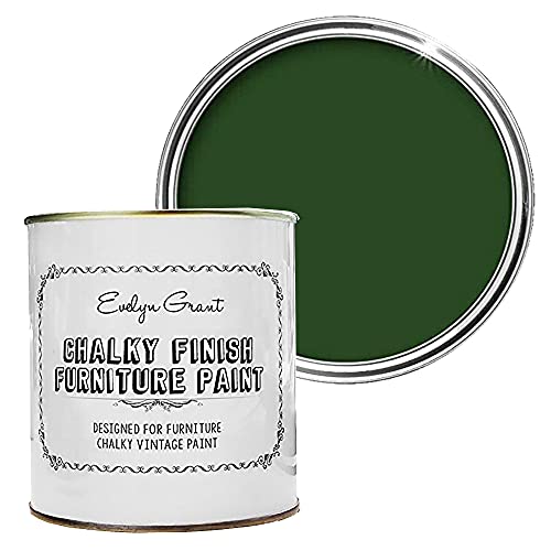 Evelyn Grant Chalk Furniture Paint | 500ml in 30+ Colours | Ultra-Premium Protection for Furniture & Cupboard | Interior & Exterior Wood Paint | Vintage Chalky Matt Finish (Winter Green)