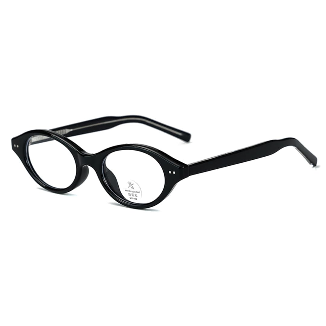 Montatura per occhiali retrò ovali da uomo Tr90 da donna, occhiali piccoli anti luce blu in acetato leopardato (nero con trasparente)