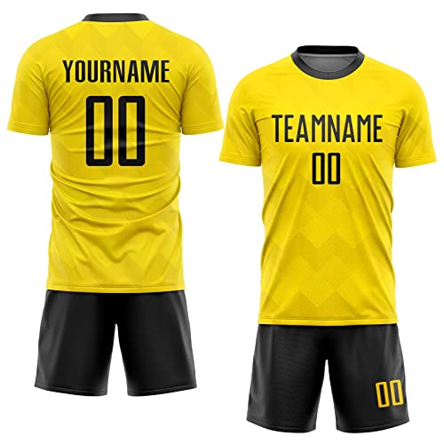 Generic Custom Soccer Jerseys for Men Women Kids Youth, Gold and Black Personalized Soccer Jersey Printed Name Number Logo Mens Clothing