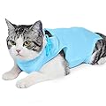EASY JOY Cat Surgery Recovery Suit for Abdominal Wounds or Skin Diseases, Cat Medical Surgical Clothes Onesies After Surgery E-Collar Alternative Kitten Post-Operative Recovery Vest Shirt(M,Blue)