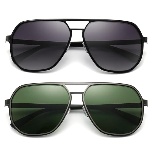 Image of SUNGAIT Polygon Aviator Sunglasses for Men Polarized Trendy Square Sun Glasses Retro Pilot Shades UV Protection