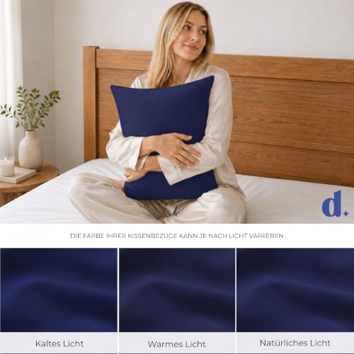Dreamzie - Kissenbezug 40 x 80cm - 2er Set - 100% Baumwolle - Dunkelblau – Ansicht 5