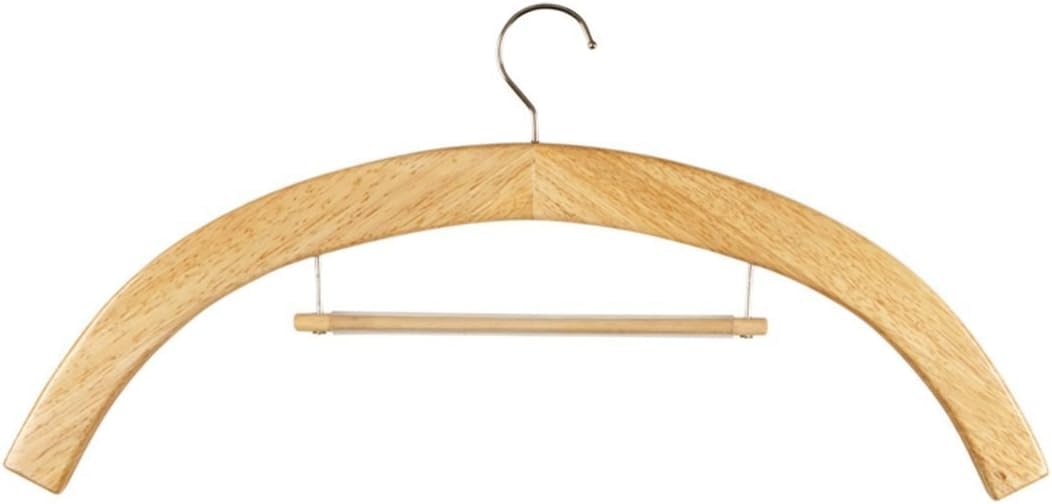 Percha de madera para ropa con barra de colgar en el medio, 53 cm (21 1/2 pulgadas), paquete de 6