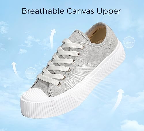 LUCKY STEP Women 's Canvas Shoes Low Top Fashion Sneakers Lace-up Classic Casual Walking Shoes2