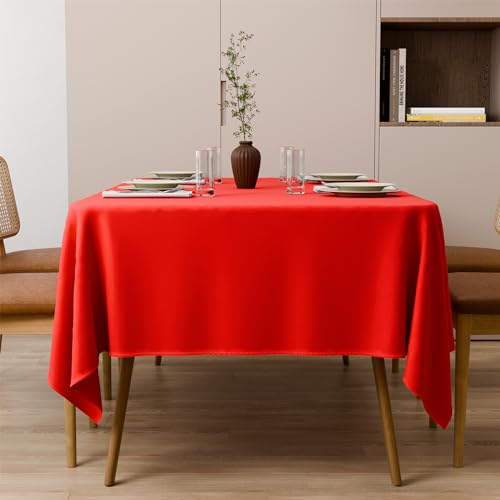 Zdada Nappe lavable rouge 85x85cm carrée en polyester, résistante aux rayures, protection anti-taches, nappe pour l'extérieur, jardin, salle à manger,...