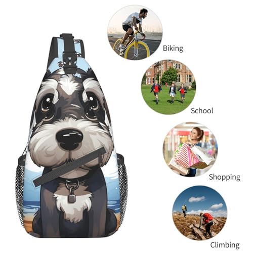 Bolso tipo sling para hombres y mujeres adorable schnauzer miniatura 6