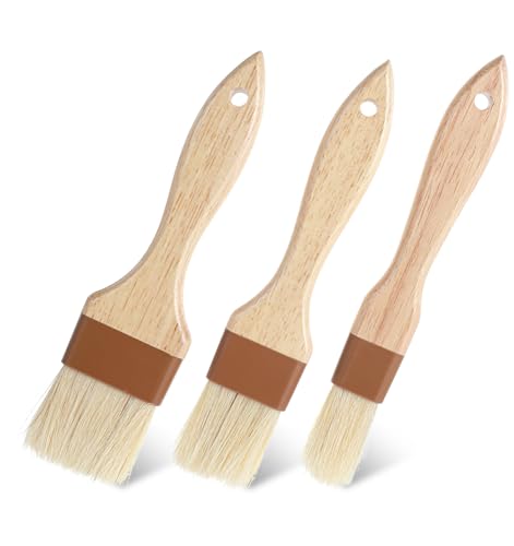3Pcs Cooking Brush, Basting Brush for Cooking & Pastry Brushes, Kitchen Baking Grilling Tools for Marinade Butter Oil Sauce