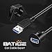 BATIGE Small USB 3.0 Male to Female AUX Flush Panel Mount Extension Cable for Car Truck Boat Motorcycle Dashboard 3ft