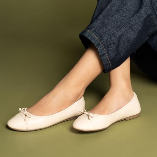 Image of Theater Swans Casual Ballet Flats for Women | Stylish Slip-on Ballerina with Bow Detail | Lightweight Comfortable Footwear with Cushioned Insole