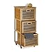 Relaxdays Caisson à roulettes avec 3 tiroirs étagère colonne de rangement en bambou salle de bain H x l x P: 92 x 41 x 41 cm armoire accessoires douche serviettes en bois avec roues, nature