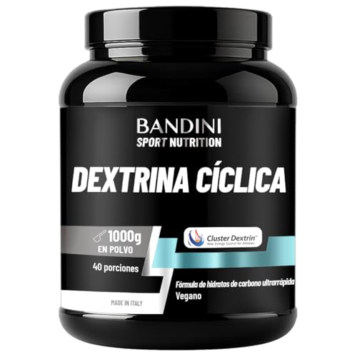 Bandini® Dextrina Cíclica en Polvo (Dextrin® Cluster) 1000 g - Hidratos de carbono de alta ramificación de primera calidad - Aumento de energía gracias a su fórmula patentada - Vegano