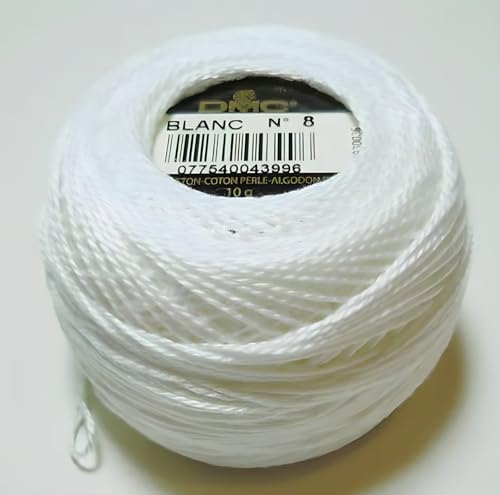 3 Packs de Hilo Perla DMC Blanco Tamaño 8 miniatura 3