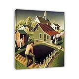 Grant Holzdruck-Beamte Gemälde-Rahmenfertig zum Aufhängen von Wandkunst Reproduktion auf Leinwand - "Spring in Town" Druck auf Leinwand Wandkunst Bilder für Wohnzimmer Decor 30x35cm (12x14in) Gerahmt