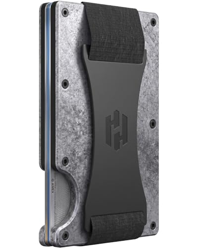 Hayvenhurst Wallet for Men - Slim RFID Blocking Metal Wallet with Cash Strap, Minimalist Front Pocket Credit Card Holder, Small Mens Wallet