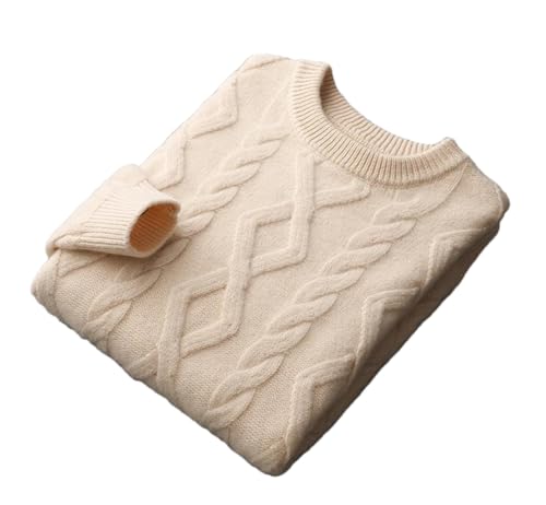 Men's Heavy Extra-Thick Low Round Neck 100% Cashmere Sweater Slim-Fit Pullover Knit Long Sleeve Pullover Tops - Main Image