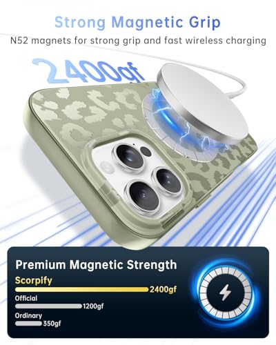 Coque iPhone 16 Pro Max magnétique antichoc à motif léopard
