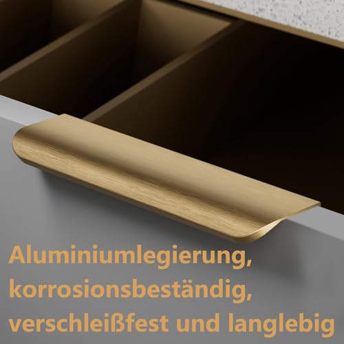 QZKJQDD 2 Stück Möbelgriffe Versteckter, Gold Schrankgriffe, Geschwungener Türgriff, 80 mm Kleiderschranktürgriffe, modernes Aluminium, für Küchenschränke, Kleiderschrank, Bad (Bronze Gold)