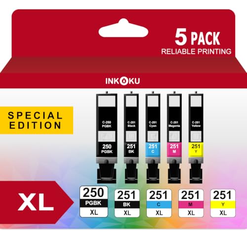 Image of 250XL 251XL Compatible for Canon 250 and 251 Ink Cartridges PGI-250XL CLI-251XL Work with Canon PIXMA MX922 MX722 MG5420 MG5520 MG5620 MG6320 MG7120 IP8720 (5 Combo Pack)