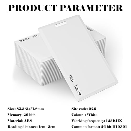 Image of 100 Pack 26 Bit Proximity Clamshell Weigand Prox Swipe Cards Key Card Compatable with ISOProx 1386 1326 H10301 Format Readers and Systems, Works with Most Access Control Systems