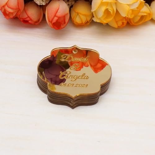 Décoration de cadeaux d'invités de fiançailles et mariage, lot miroir or - 5
