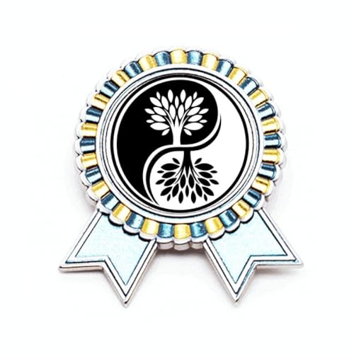 Broche ronde Yin-yang blanche M en métal pour vos vestes